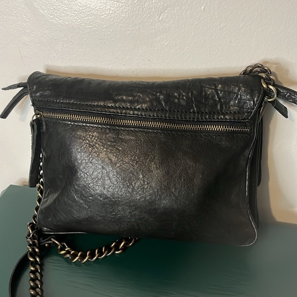 Maxon Collection Genuine Leather Black Crossbody Bag with Detachable Chain Strap - Picture 4 of 16